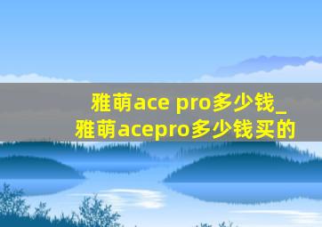 雅萌ace pro多少钱_雅萌acepro多少钱买的